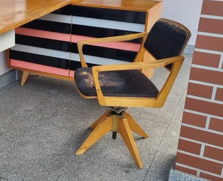 Krzesło obrotowe Ton Mid Century Design PRL Czechosłowacja do biurka