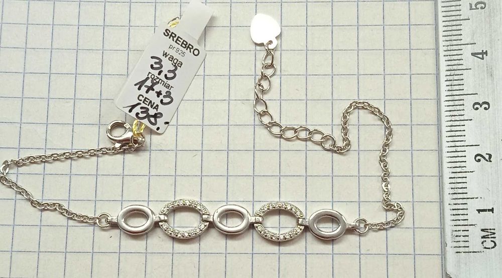 Bransoletka skromna i ładna Srebro 925 NOWE 17+3cm