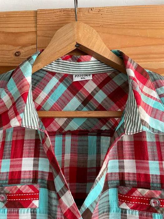 Koszula, w kratę elegancka bawełniana do pracy plus size 3XL/46