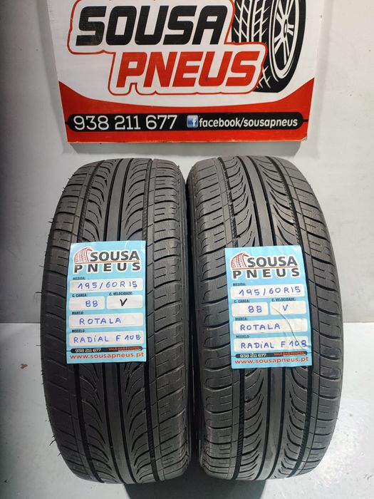 2 pneus semi novos 195-60R15 Rotala - Oferta dos portes