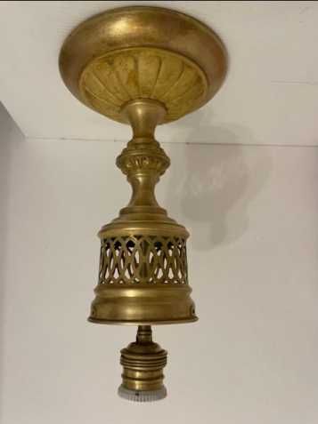 Żyrandol przedwojenny mosiężny zwis z kloszem gratis !!