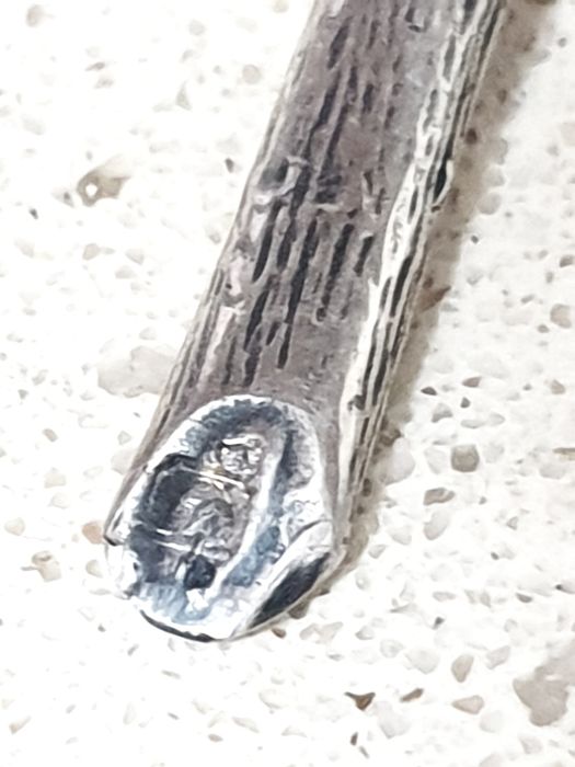 Raro antigo paliteiro em prata portuguesa Javali II