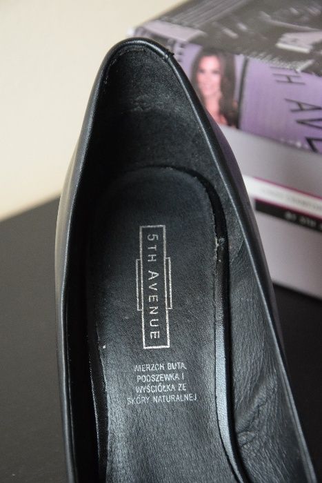 Buty 5th Avenue Deichamnn czółenka czarne skórzane rozm. 36