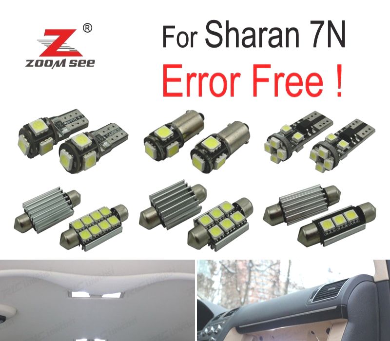 KIT COMPLETO DE 21 LÂMPADAS LED INTERIOR PARA VOLKSWAGEN VW SHARAN 7N 2011-2018