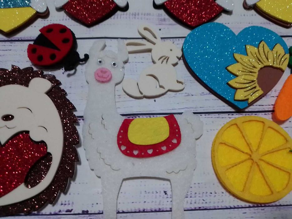 Патчі з єкошкіри, корона, зайчик, їжак