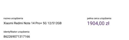 Smartfon Xiaomi Redmi note pro 14 + 5G