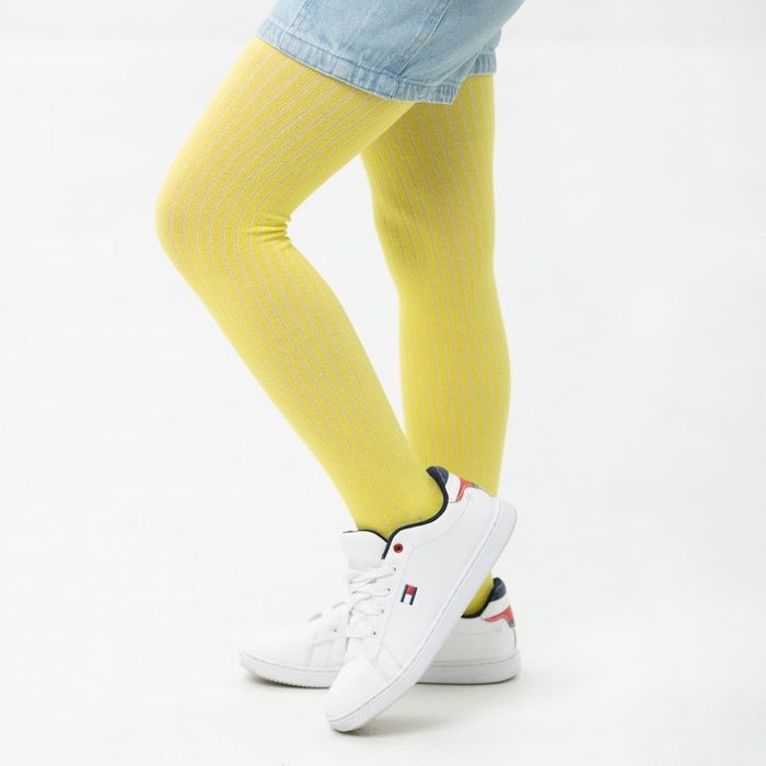 Дитячі колготи у рубчик у кольорі лимон
