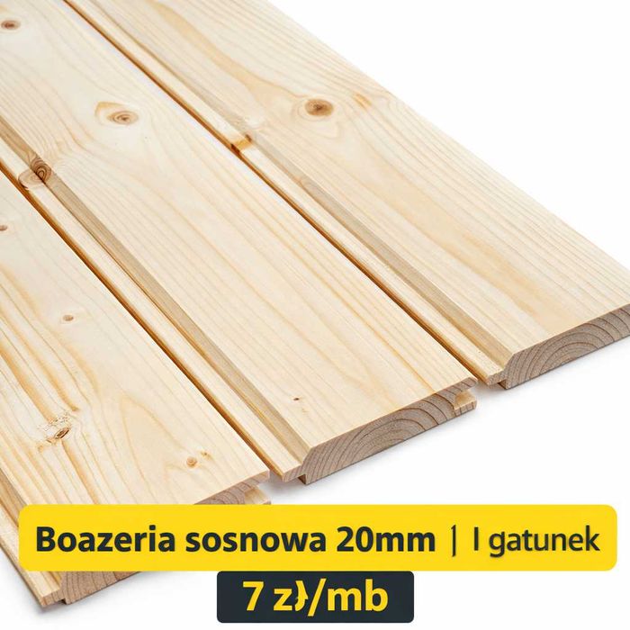 Boazeria sosnowa 20mm – gruba deska heblowana 12,8cm x 3m I gatunek