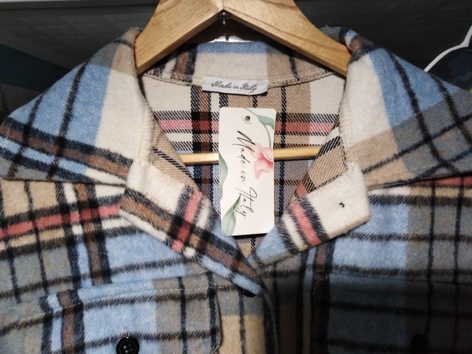 Płaszczyk w kratę, nowy. Rozmiar oversize