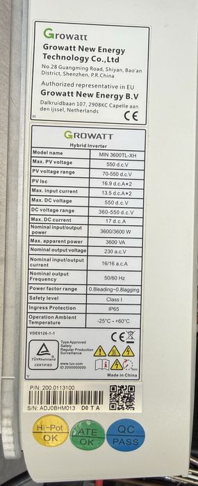 Inversor Solar Growatt MIN 3600TL-XH + Adp. WI-FI