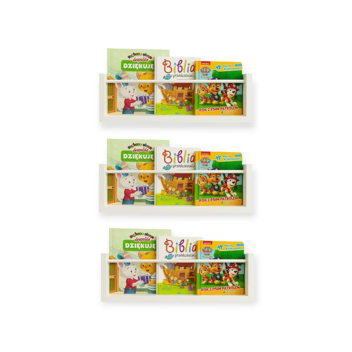 Półka w stylu skandynawskim na książki ozdoby dodatki