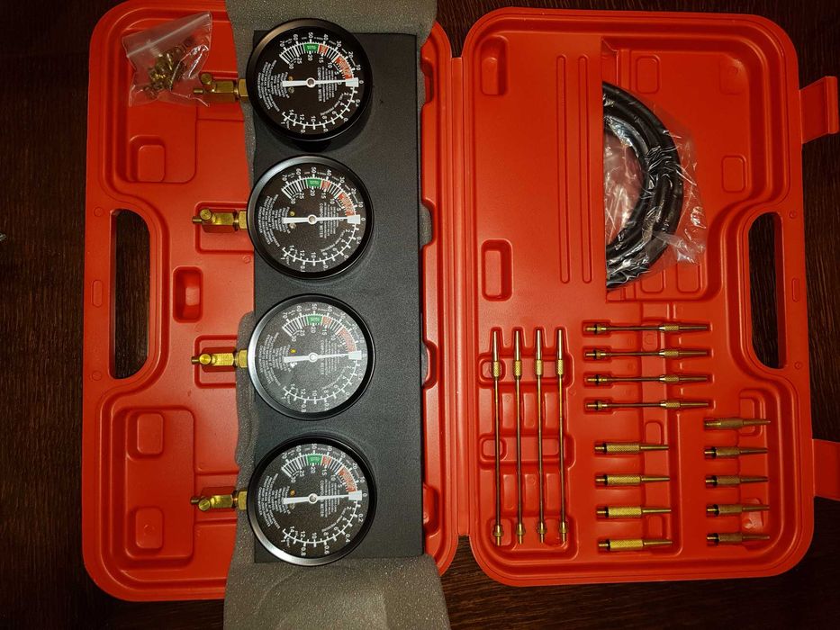 Zestaw wakuometrów do synchronizacji gaźników 4 sztuki zegary Vevor