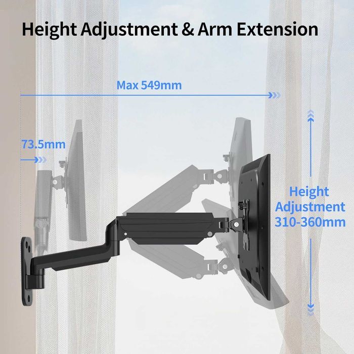 Uchwyt ścienny do monitora gazowy 13-32'' max 9 kg