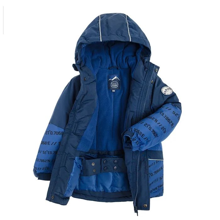 Cool Club kurtka narciarska chłopięca 170 niebieska odblaski polar 14L