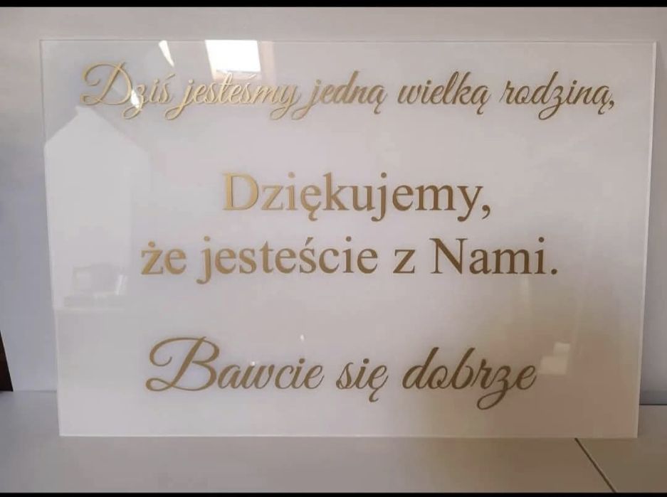 Tablica powitalna na wesele glamour biało zlota