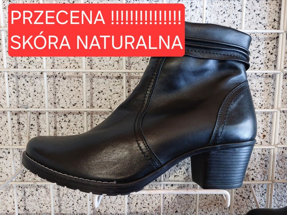 Botki Rusin Klocek ocieplane szersze na stabilnym obcasie 40-41