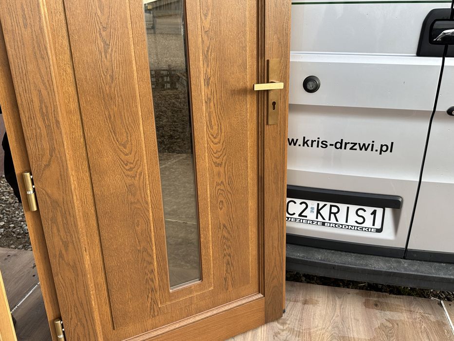 Drzwi zewnętrzne drewniane Winchester Montaż Złoty Dąb NA KAŻDY WYMIAR