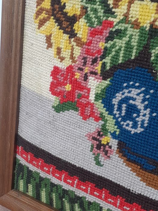 Obrazek haftowany bukiet kwiatów 44x34