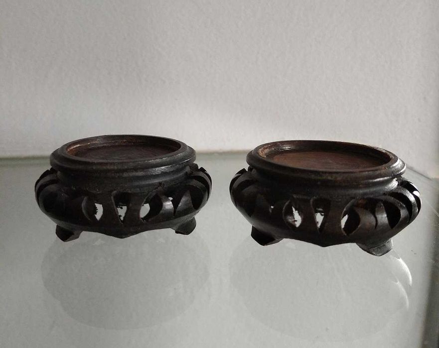 Подставки парные под Клуазоне вазы деревянные резные Китай 50-60х г.