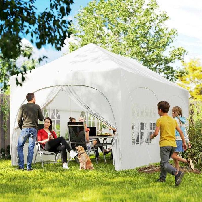 Tenda Dobrável 3x6 m Pop-Up com 6 Laterais Removíveis, Altura Ajustável e Bolsa de Transporte