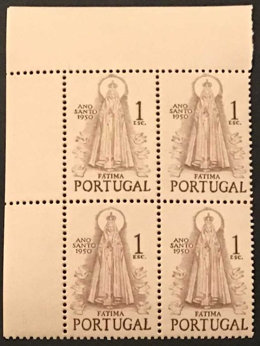 Quadra de selos novos de 1$00 - Ano Santo - Fátima - 1950
