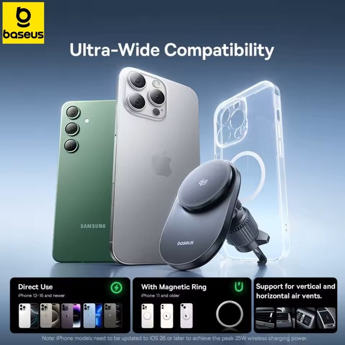 Магнитная беспроводная зарядка в авто Baseus PrimeTrip VC2 Pro 25w