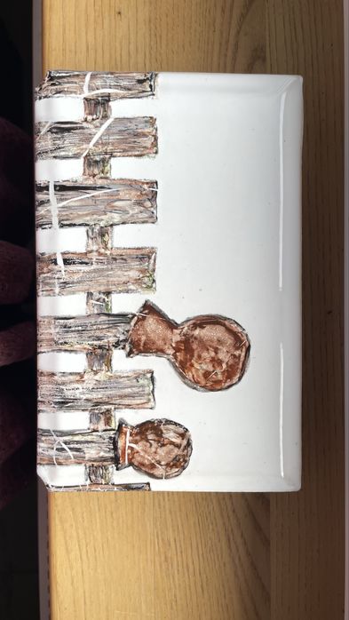 Kafle do pieca z rysunkiem wiejskim