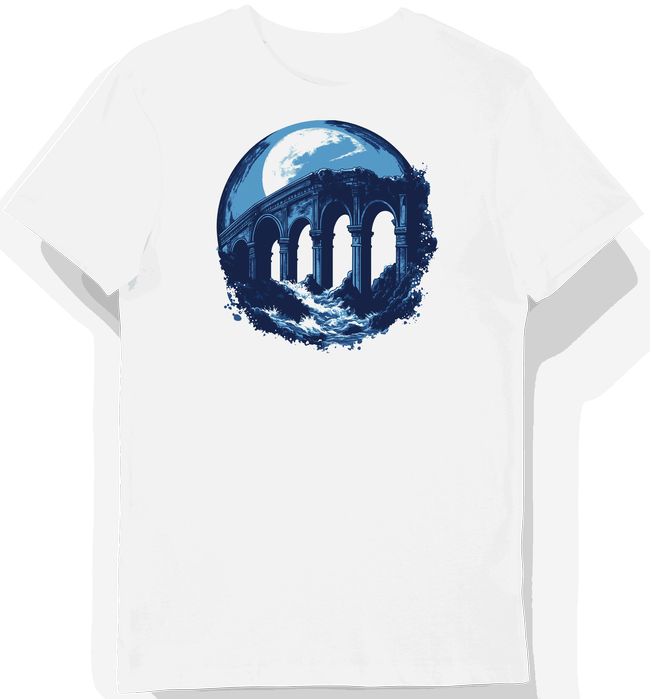 Koszulka męska biała z nadrukiem akweduktu rzymskiego 3XL