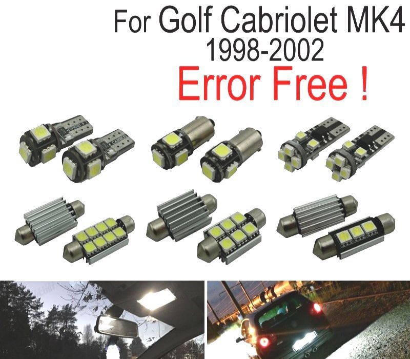 KIT COMPLETO 9 LAMPADAS LED INTERIOR PARA VOLKSWAGEN VW GOLF CABRIO CABRIOLET MK4 98-02