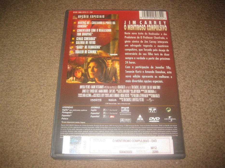 DVD "O Mentiroso Compulsivo" com Jim Carrey/Raro!