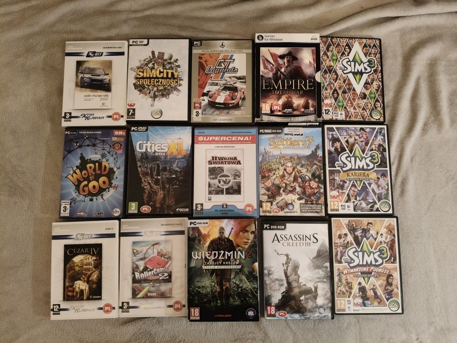Różne gry na pc (Sims, wiedźmin assassin's Creed, settlers 7 it'd)