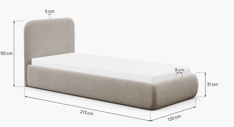 Łóżko BAO ONE 100x200 tkanina STORM 09 MYBED OUTLET -40%