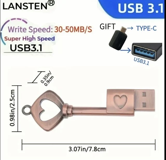 Флеш накопичувач 32gb у формі ключа із сердцем. Топ для подарунку.