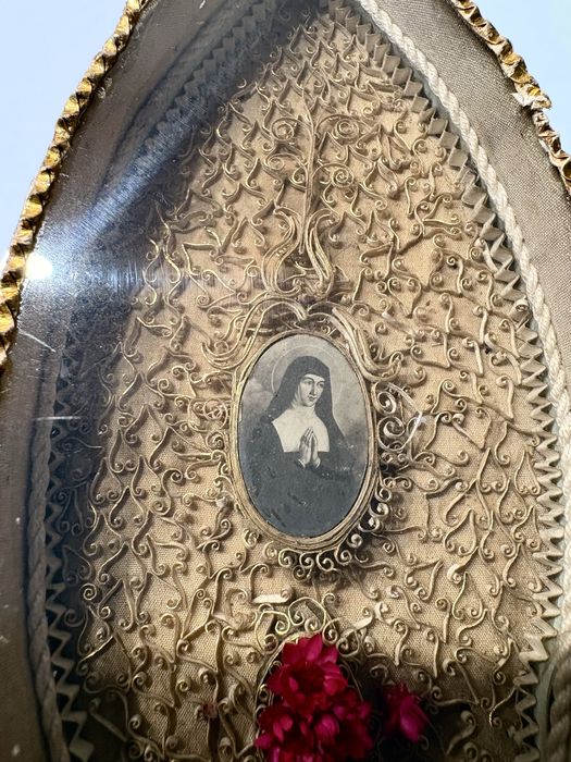 Lindo antigo registo com imagem de Santa Margarida Maria de Alacoque