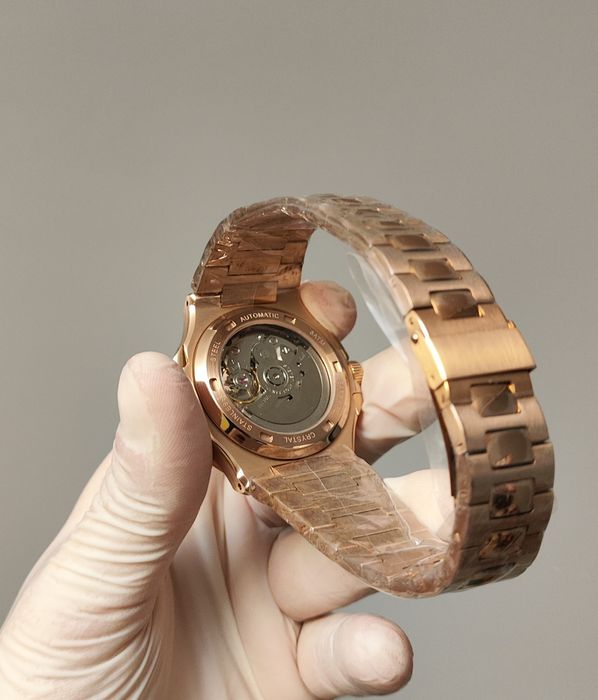 Seiko MOD Nautilus Brązowy Open Heart Rose Gold Custom Nowy