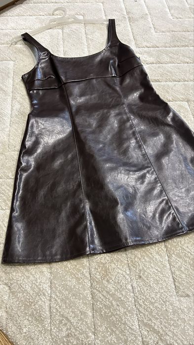 Шкіряний сарафан, сукня кольору бургунді h&m