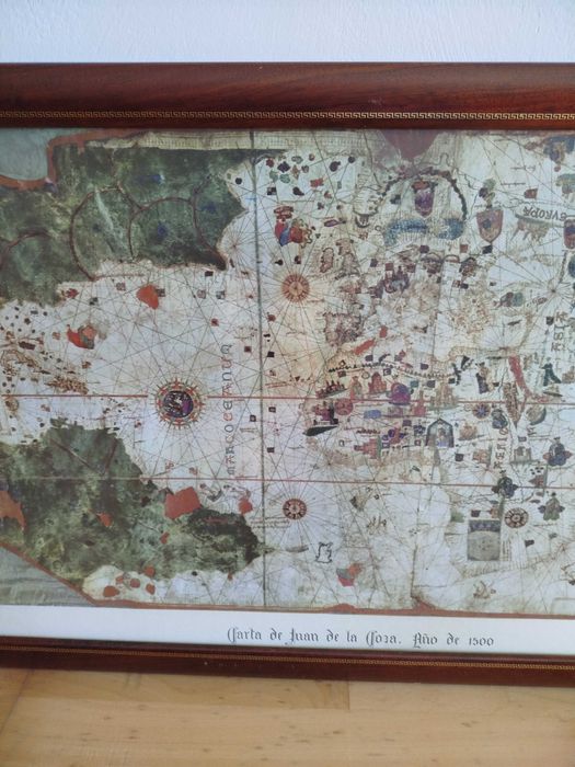 Quadro com belíssima Gravura "Carta de Juan de la Cosa - Ano 1500"