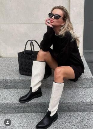Високі чоботи Zara, 37 розмір, жакейські