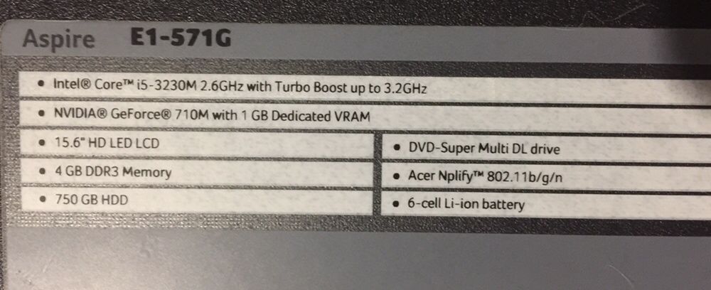 Portátil Acer Aspire E1-571G / i5 15.6” HD LED LCD (como novo) + Mala