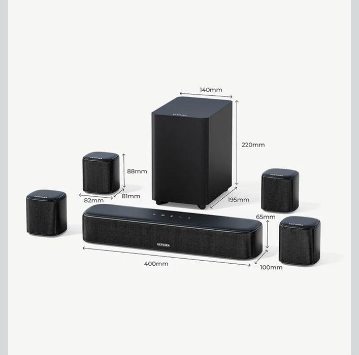 Soundbar ULTIMEA Aura A60 (7.1 Canais - Dolby Atmos - Controlo via App - Bluetooth - Preto)