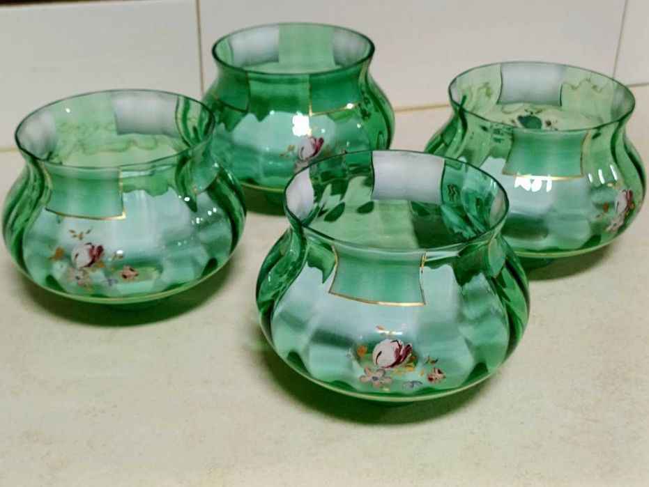 Conjunto globos vidro vintage de candeeiro pintados à mão