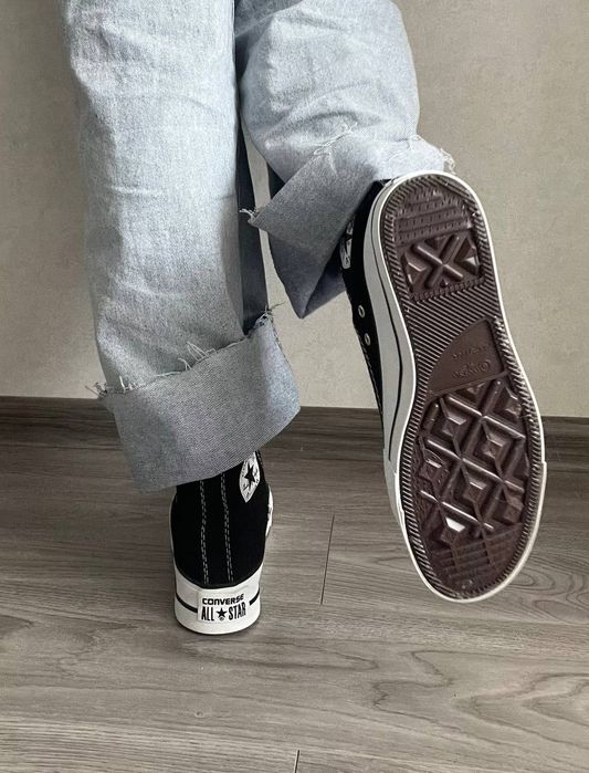 Уцінка! Converse black High sole/ Конверсы чёрные высокие