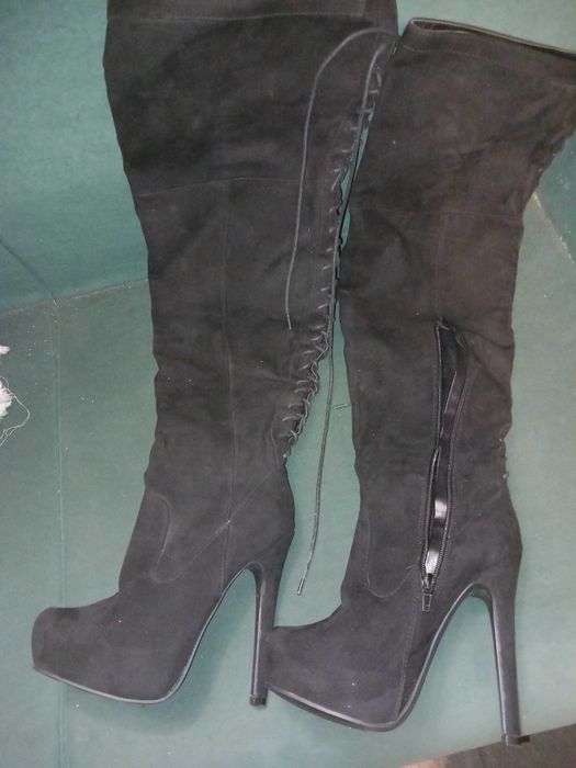 Buty kozaki za kolano zamsz