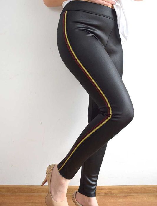 Leginsy woskowane wysoki stan xl xxl 42 - 44 czarne grube spodnie