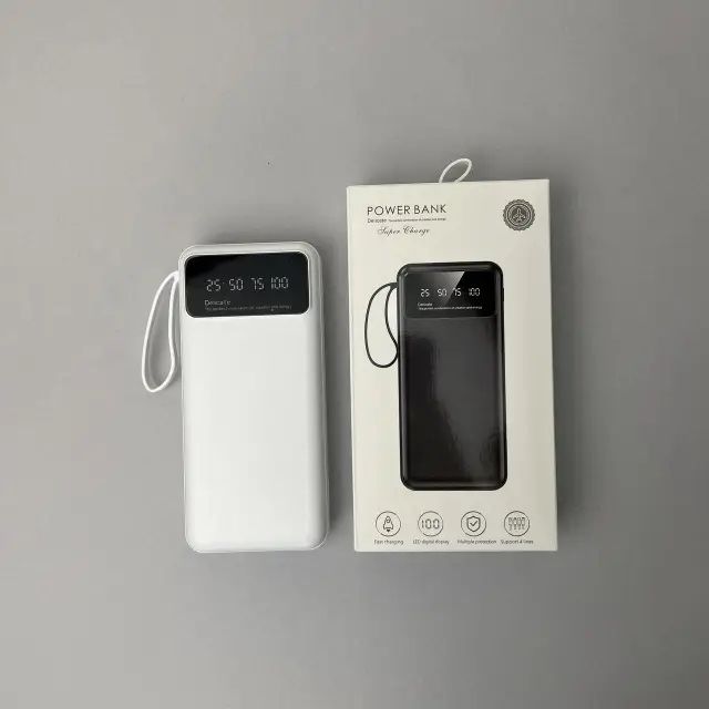 Power Bank Super з кабелем USB+Micro+Type-C+Lightning (20000mAh) Білий