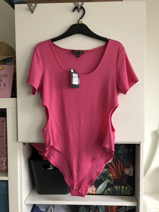 Body primark prazkowane L XL 16 14 rozowe krotki rekaw