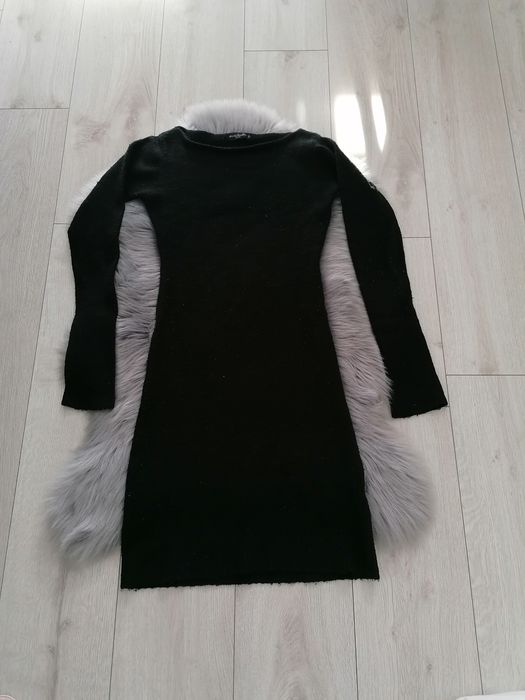 Długi czarny swetr sukienka rozmiar U