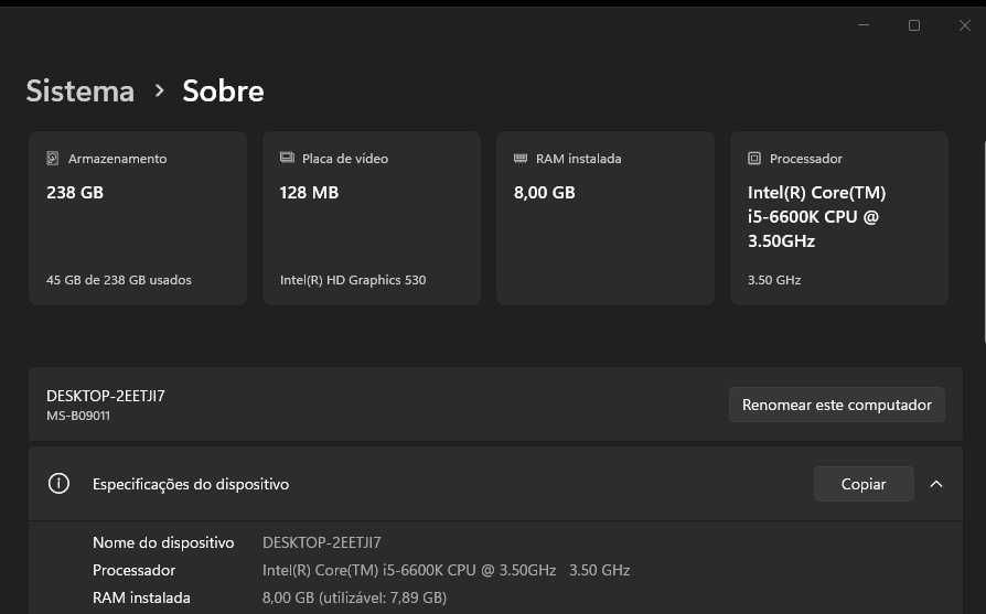 Computador msi-nightblade I5 Mini torre