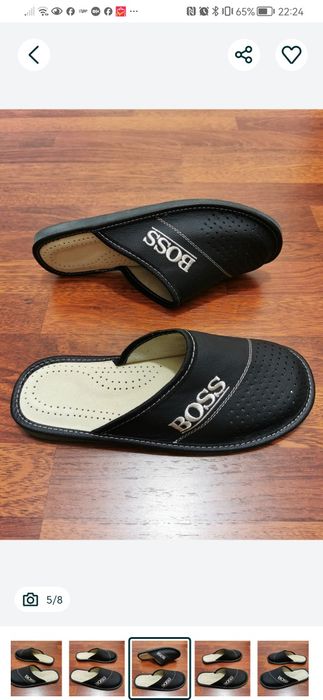 Pantofle Męskie Skórzane Boss