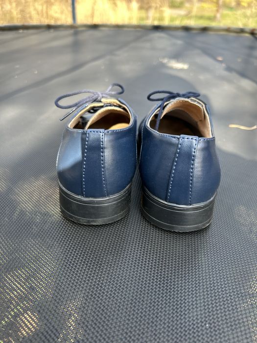 Buty - Pantofle chłopięce komunijne granatowe